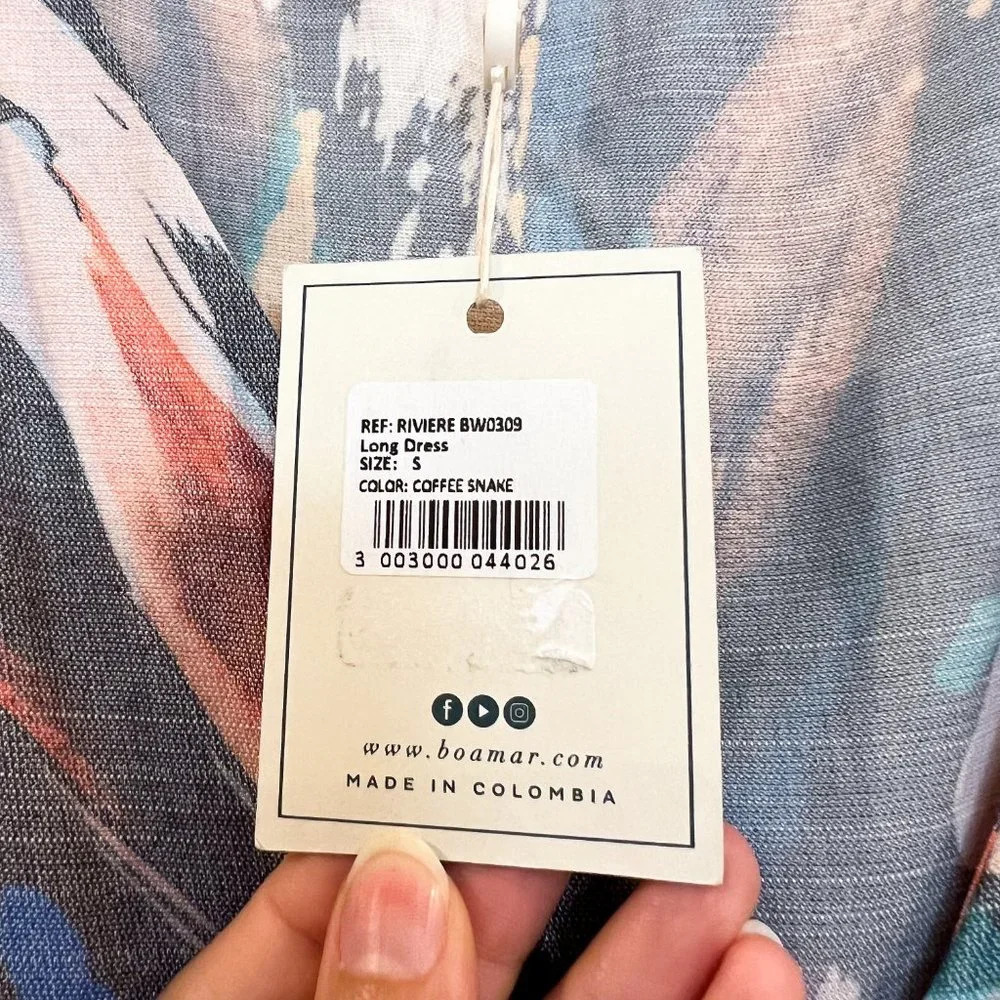 Boamar Reverie Button Down Tie Waist Printed Maxi Dress in Coffee Snake S NWT - Picture 9 of 12